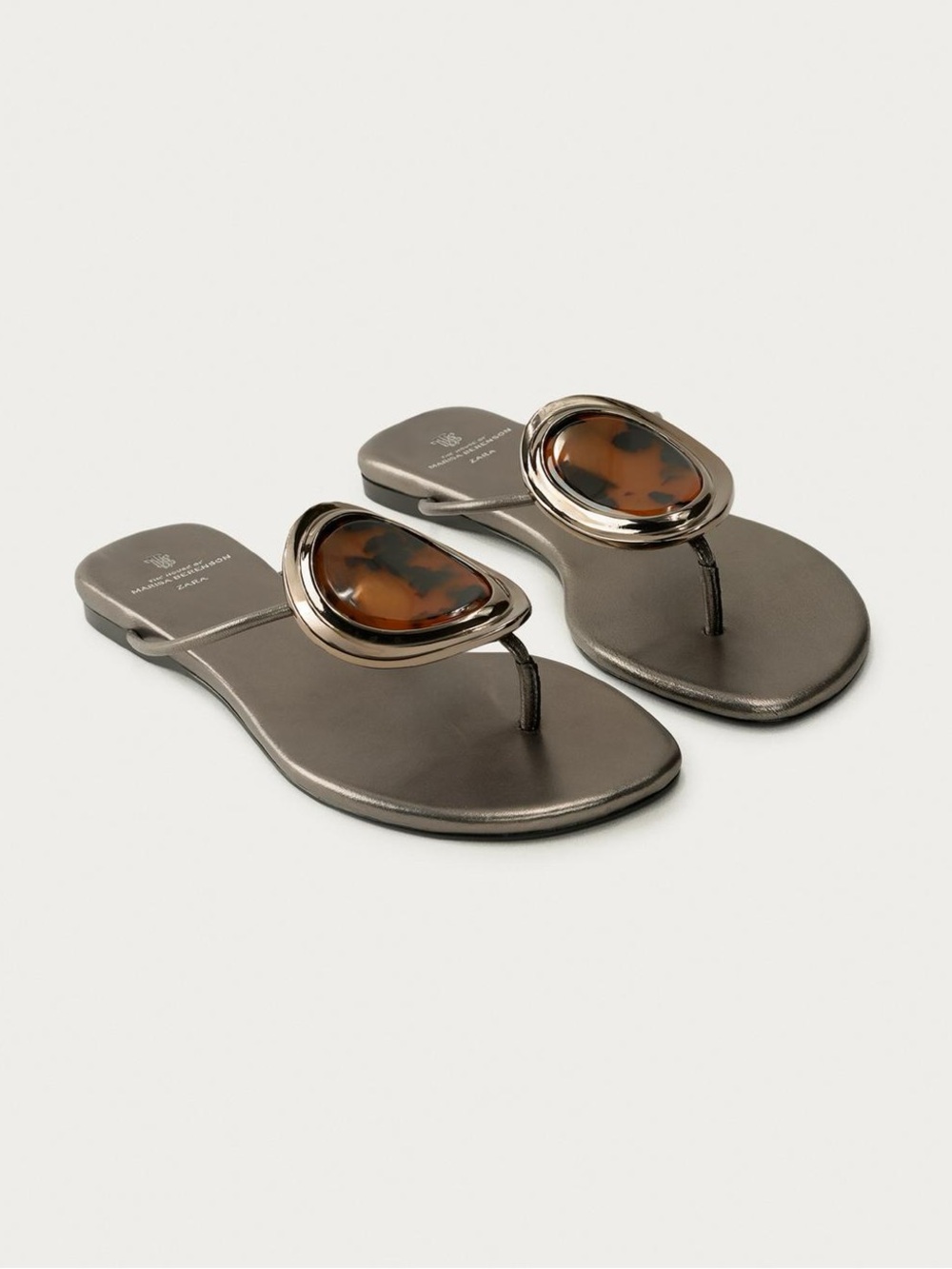 Zara x Marisa berenson flat leather sandals